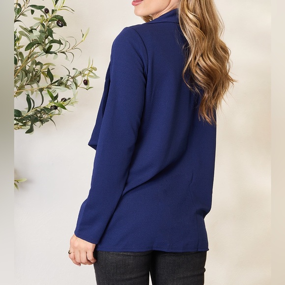 NEW Heimish PLUS + REG Size Navy Blue Open Front Lightweight Blazer Jacket - Picture 4 of 6